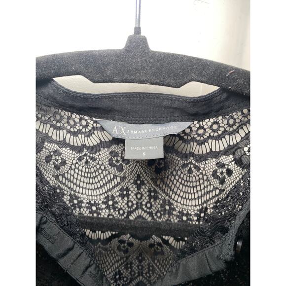 Armani Exchange Lace Blouse - Sheer, Button Up, Short Sleeve - Small - Picture 4 of 13